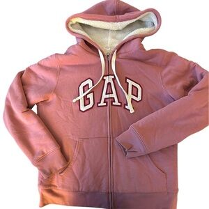 GAP Dusty Rose Hoodie with Cream Sherpa Lining